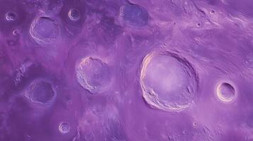 Violet cosmic moon surface with craters and textured chaos in abstract art design photo