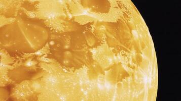 Celestial chaos in yellow. textured moon surface in abstract art for creative design photo