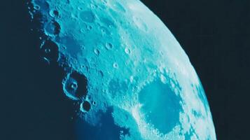 Lunar surface in cyan hue. abstract texture and chaotic patterns photo