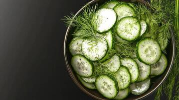 Fresh radish and cucumber salad with dill garnish for healthy summer meals photo