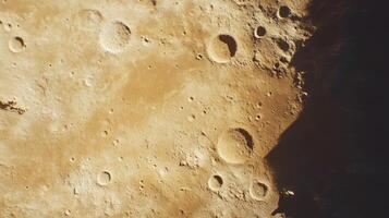 Beige moon surface with craters - chaotic lunar texture for design photo