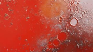 Lunar surface abstraction with red texture and chaotic crater patterns photo