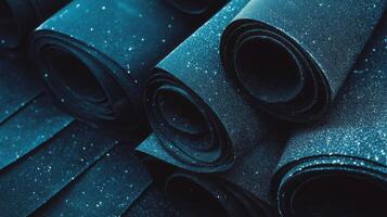 Abstract chaos of sandpaper sheets and rolls for creative design concepts photo