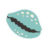 illustration of a blue cowrie seashell with white spots and a dark center line. It has a soft and playful look, perfect for beach or summer designs vector