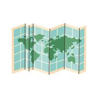 World map on paper. Camping map. GPS navigation, route movement and location search. Flat illustration isolated on white background vector