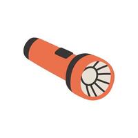 Simple red flashlight in flat style. Electric lamp illustration on isolated background. Pocket lantern sign business concept. vector