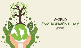 illustration graphic of hand holding a globe with trees growing on it, perfect for international day, world environment day, celebrate, greeting card, etc. vector