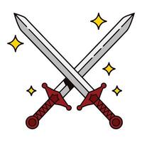 Crossed swords icon isolated on white. Emoji style illustration ideal for emoticons, battle themes, fantasy designs, and game related graphics. vector