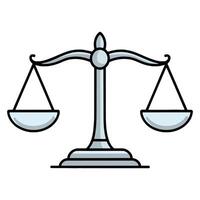 Silver scales icon in style, isolated on a white background. Ideal for web design, justice, balance, and legal theme illustrations. vector
