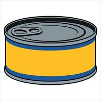 Cartoon tuna tin can icon, image isolated on white background. Perfect for web design, canned food packaging and seafood related themes. vector