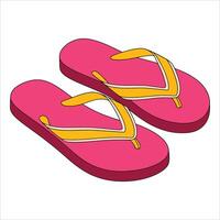 Casual flip flops with two signature stripes. illustration ideal for summer, beach, and casual footwear themed designs with a relaxed and minimal style. vector