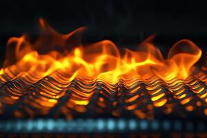Intense Heat Flames Ignite a Metal Surface with Blue Undertones Revealing Complex Details photo