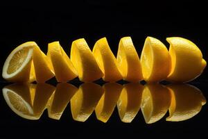 Lemon Slice Arrangement Reflective Still Life Showing the Beauty of Food Design Presentation photo