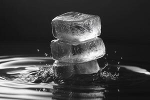 Stacked Ice Cubes in Water a Chilled and Refreshing Still Life Photography photo