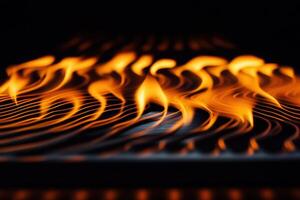 Abstract Artistic Flames Background Image with Orange and Yellow Fire Wave Patterns on Black photo