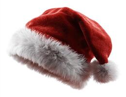 A santa hat is shown on a white background photo