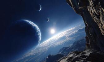 An image of the earth and planets from space photo