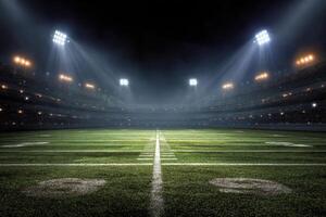 American football stadium with lights and grass photo