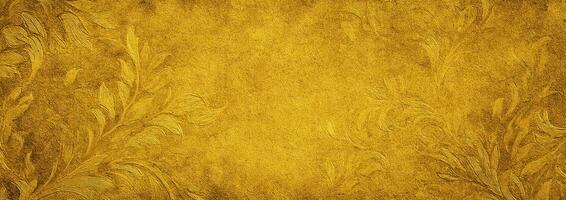 Golden background with leaves and flowers photo