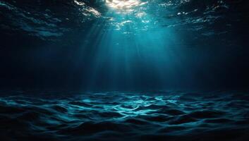 Underwater scene with sunlight shining through the water photo
