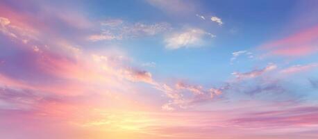 A beautiful sunset over the ocean with clouds photo