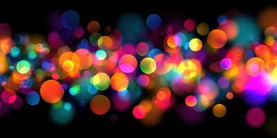 Colorful lights are shown in a black background photo