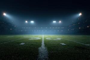 An empty football field at night photo