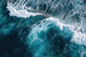 An aerial view of the ocean waves photo