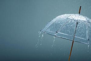An umbrella is being held up in the rain photo