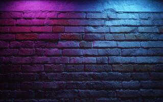 A brick wall with neon lights photo
