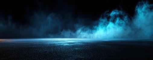 Blue water and fire in the dark photo