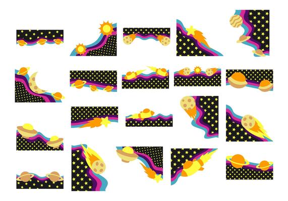 Flat Colorful Groovy Space Border