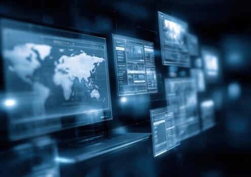 A computer screen with a map on it photo