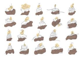 Continous Line Drawing Cake Icon vector