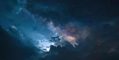 The milky way over the clouds photo