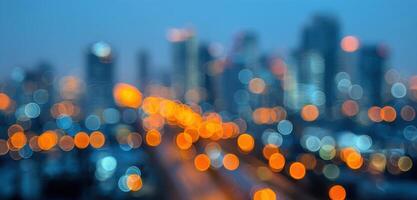 Abstract bokeh city lights background photo