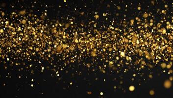 A Symphony of Shimmering Gold A Captivating Dance of Light and Shadow Creating a Mesmerizing Display of Sparkling Particles on a Dark Background photo