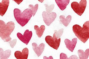 Watercolor Hearts in Shades of Pink and Red An Expression of Love and Affection Through Romantic Illustration Perfect for Valentine's Day photo