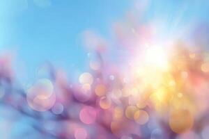 Abstract blurred background with sun and trees photo