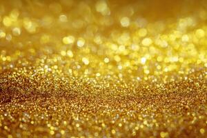 Golden Abstract Background Texture Sparkles and Glitter Shimmer Beautiful Blur Defocused Lights Luxurious and Magical Holiday Wallpaper Glowing photo