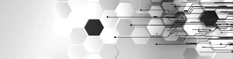 Abstract Geometric Hexagon Structure for Technology Background with Connections Communication Network and Scientific Concept with Neutral Colors And Black Hexagon photo