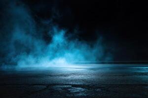Blue smoke coming out of a car at night photo