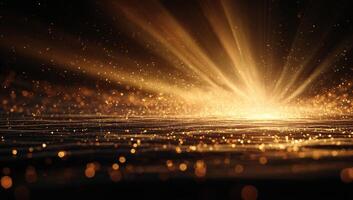 Golden light shining over water photo