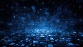 Abstract blue technology background with cubes photo
