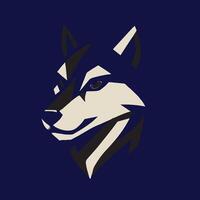 A wolf head on a dark blue background vector