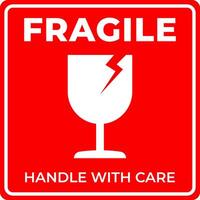 Red Fragile Icon with Broken Glass for Shipping and Packaging vector