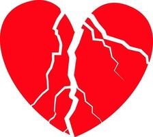 Broken Red Heart Symbol Isolated on White Background vector