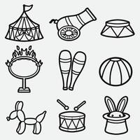 set of circus with outline style good for symbol, icon, element design, coloring book, coloring page, etc vector