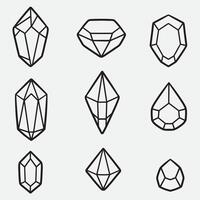 set of gemstone with outline style good for icon, symbol, element design, coloring book, coloring page, etc vector