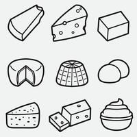 set of cheese with outline style good for symbol, icon, element design, coloring page, coloring book, etc vector